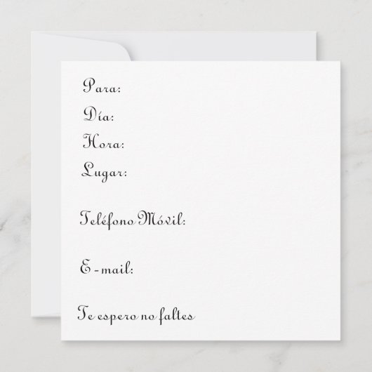 Invitación - Fiesta de Cumpleaños Kaart (Achterkant)