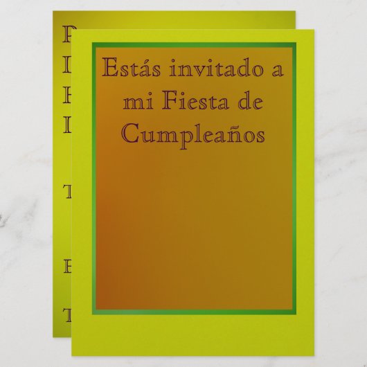 Invitación - Fiesta de Cumpleaños Kaart (Voorkant / Achterkant)