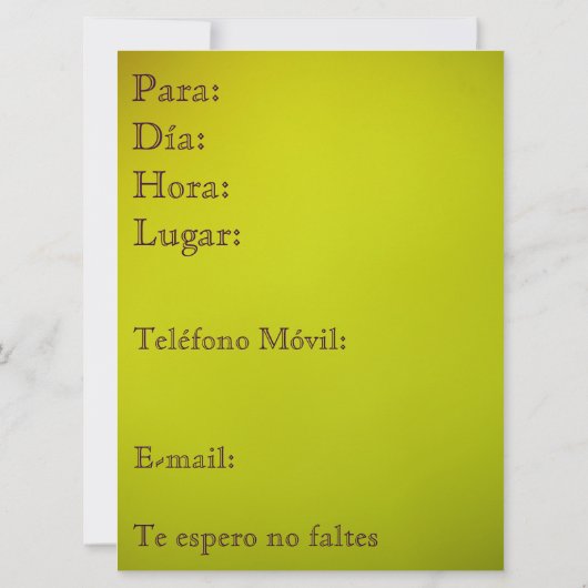 Invitación - Fiesta de Cumpleaños Kaart (Achterkant)