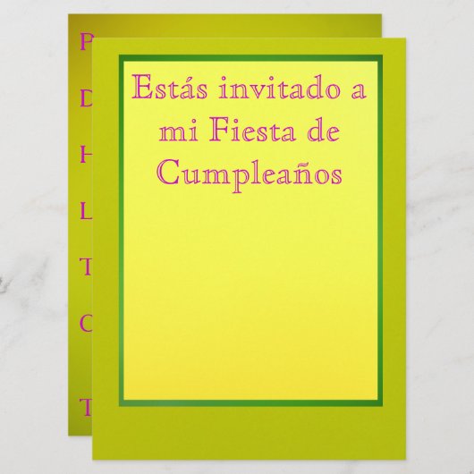 Invitación - Fiesta de Cumpleaños Kaart (Voorkant / Achterkant)