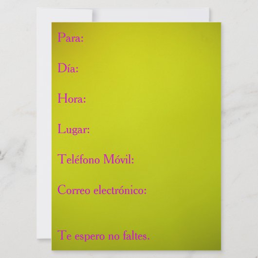 Invitación - Fiesta de Cumpleaños Kaart (Achterkant)