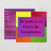 Invitación - Fiesta de Cumpleaños - Multicolor Kaart (Voorkant / Achterkant)