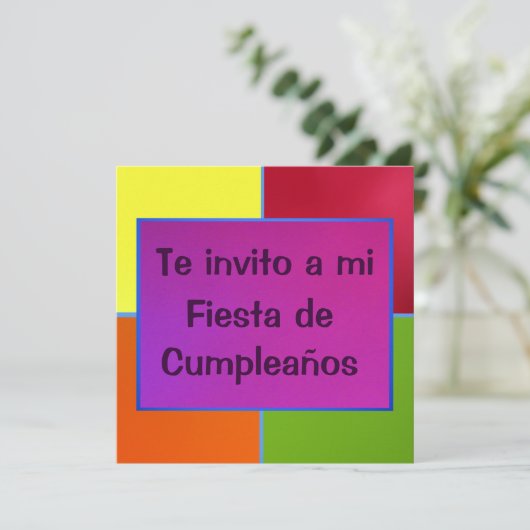 Invitación - Fiesta de Cumpleaños - Multicolor Kaart (Staand voorkant)