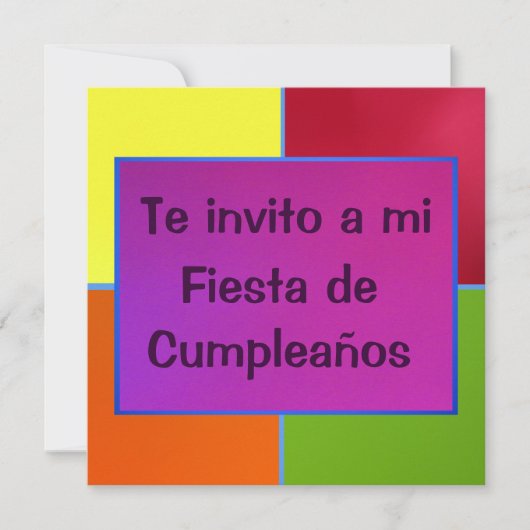 Invitación - Fiesta de Cumpleaños - Multicolor Kaart (Voorkant)