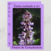 Invitación - Fiesta de Cumpleaños - Púrpura Kaart (Voorkant / Achterkant)
