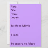 Invitación - Fiesta de Cumpleaños - Púrpura Kaart (Achterkant)