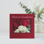 Invitación - Fiesta de Cumpleaños - Rosa roja Kaart (Staand voorkant)
