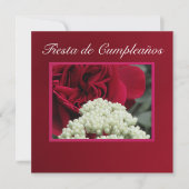 Invitación - Fiesta de Cumpleaños - Rosa roja Kaart (Voorkant)