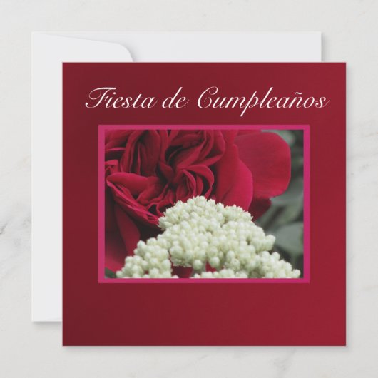 Invitación - Fiesta de Cumpleaños - Rosa roja Kaart (Voorkant)