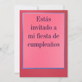 Invitación - Fiesta de Cumpleaños - Rosada y Roja Kaart (Voorkant)