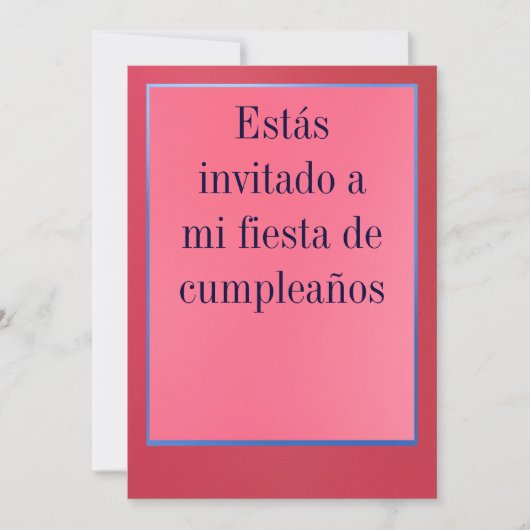 Invitación - Fiesta de Cumpleaños - Rosada y Roja Kaart (Voorkant)