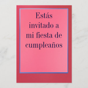 Invitación - Fiesta de Cumpleaños - Rosada y Roja Kaart