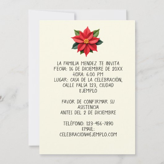 Invitación Fiesta de Posada Navideña Spaans Kaart (Achterkant)