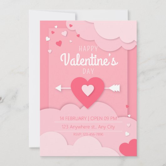 Invitación Fiesta El día de San Valentín Corazones Feestdagenkaart (Voorkant)