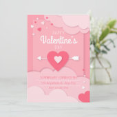 Invitación Fiesta El día de San Valentín Corazones Feestdagenkaart (Staand voorkant)