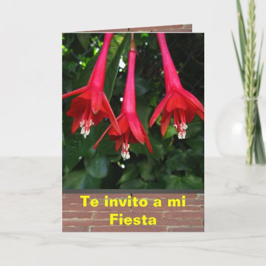 Invitación - Fiesta - Flores DE Fucsias (Voorkant)