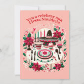 Invitación Fiesta Navideña Nochebuena Spaans Kaart (Voorkant)