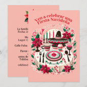 Invitación Fiesta Navideña Nochebuena Spaans Kaart (Voorkant / Achterkant)