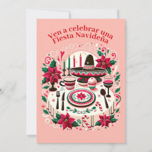 Invitación Fiesta Navideña Nochebuena Spaans Kaart