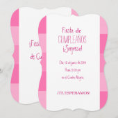 Invitación - Fiesta Sorpresa de cumpleaños - Rosa Kaart (Voorkant / Achterkant)