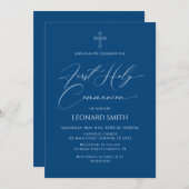 Invitación First Communion  blue Invitation Kaart (Voorkant / Achterkant)