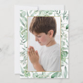 Invitación First Communion Eucalyptus leaves Kaart (Achterkant)