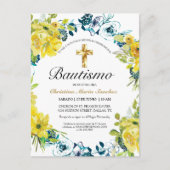 Invitación floral amarilla hermosa del bautismo briefkaart (Voorkant)