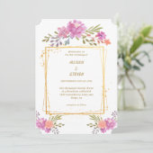 invitación Floral de Rosa con marco geométrico Kaart (Staand voorkant)