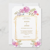 invitación Floral de Rosa con marco geométrico Kaart (Voorkant)