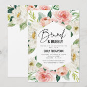 Invitación Floral modern brunch and bubbly invitat Kaart (Voorkant / Achterkant)