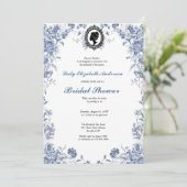 Invitación Florals azul presupuesto blue and white Kaart (Staand voorkant)