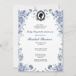 Invitación Florals azul presupuesto blue and white Kaart