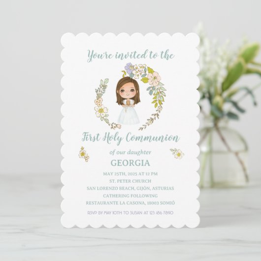Invitación GEORGIA Primera Comunión Kaart (Staand voorkant)