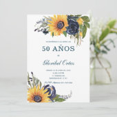 Invitación Girasoles Para 50 Años de Vida Kaart (Staand voorkant)