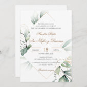 Invitación Greenery Spanish Wedding Invitation Kaart (Voorkant / Achterkant)