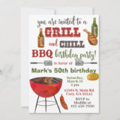 Invitación Grill & Chill BBQ birthday invitation. Kaart (Voorkant)