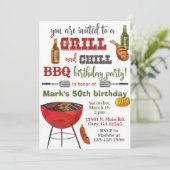 Invitación Grill & Chill BBQ birthday invitation. Kaart (Staand voorkant)