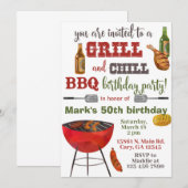 Invitación Grill & Chill BBQ birthday invitation. Kaart (Voorkant / Achterkant)