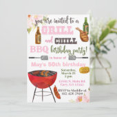 Invitación Grill & Chill BBQ verjaardagsuitnodigin Kaart (Staand voorkant)