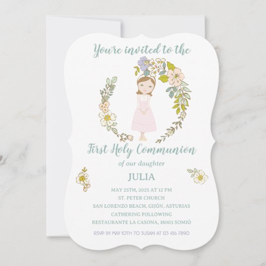 Invitación JULIA Primera Comunión Kaart (Voorkant)