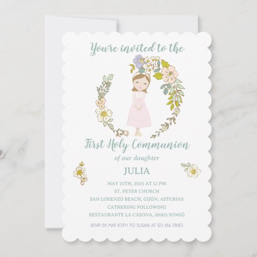 Invitación JULIA Primera Comunión Kaart (Voorkant)
