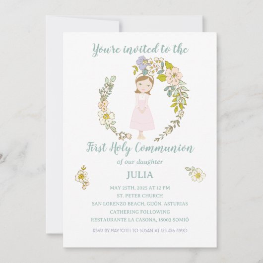 Invitación JULIA Primera Comunión Kaart (Voorkant)
