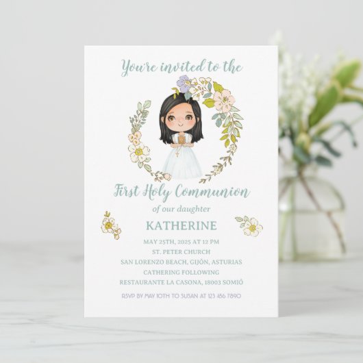 Invitación KATHERINE Primera Comunión Kaart (Staand voorkant)