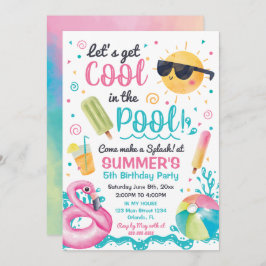 Invitación Let's get cool in the Pool birthday inv Kaart