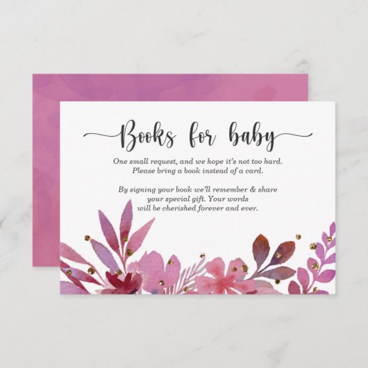 Invitación Lila and Gold Confetti Girl books for b Kaart (Voorkant / Achterkant)