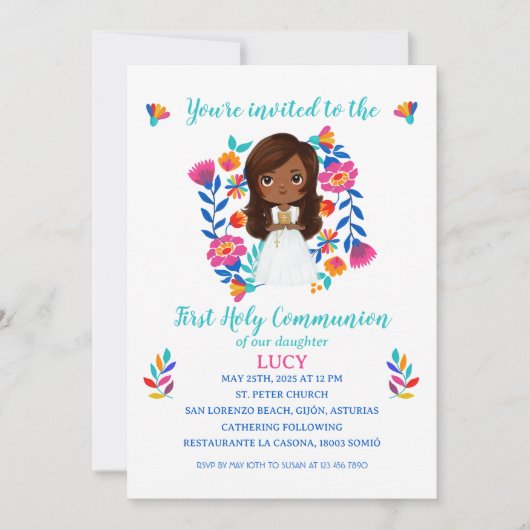 Invitación LUCY Primera Comunión Kaart (Voorkant)