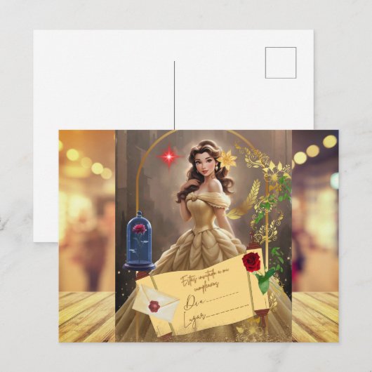 invitacion magica la bella y la bestia briefkaart (Voorkant / Achterkant)