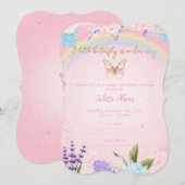 Invitación Mariposas, Arcoiris y Flores Kaart (Voorkant / Achterkant)