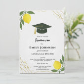 Invitación Mediterranean Lemon Graduation Invitati Kaart (Staand voorkant)