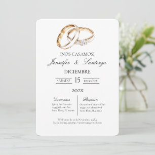 Invitación minimalista con anillo para boda kaart